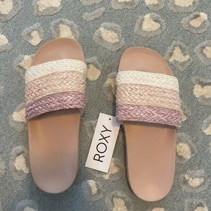 NWT Roxy Slippy Jute Slides